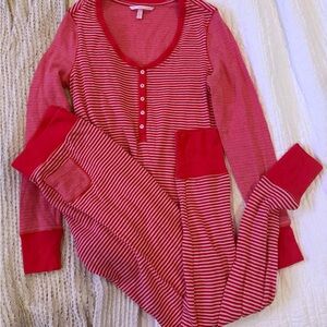 Victoria's Secret Red and White Striped Tee Pajamas